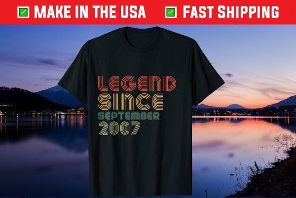 Vintage Legend Since September 2007 14th Birthday 14 Years Old Us 2021 T-Shirt