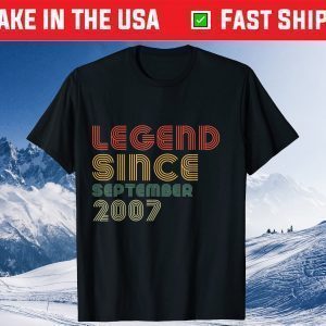 Vintage Legend Since September 2007 14th Birthday Tee Shirts