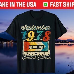 Vintage September 1978 43rd Birthday Cassette Tape T-Shirt