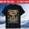 Vintage September 1988 33Th Birthday 33 Years Old Tee Shirt