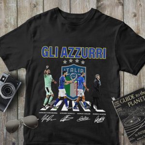 Gli Azzurri Italy National Football Team T-Shirt Italy Champions Euro 2021 Shirt Italian Football Abbey Cross Shirt