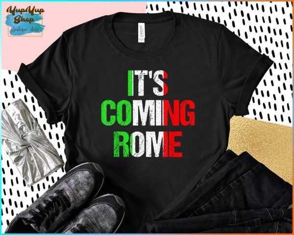 Vintage It's Coming Rome Italia Champions Flag Tee Shirt