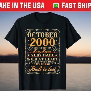 Vintage October 2000 21Th Birthday 21 Years Old T-Shirt