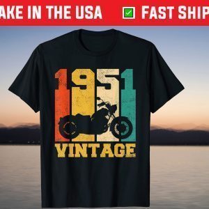 Vintage 1951 Motorcycle 70th Birthday 70 Years Old Tee Shirt