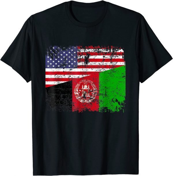 AFGHAN ROOTS Half American Flag USA AFGHANISTAN FLAG Us 2021 T-Shirt