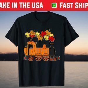 Autumn Pumpkin Steam Train October Leaves Railway Enthusiast T-Shirt