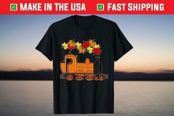 Autumn Pumpkin Steam Train October Leaves Railway Enthusiast T-Shirt