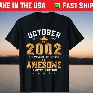 Awesome Since October 2002 19th Birthday 19 Years Old T-Shirt