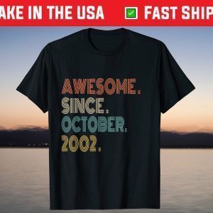 Awesome Since October 2002 19th Birthday T-Shirt