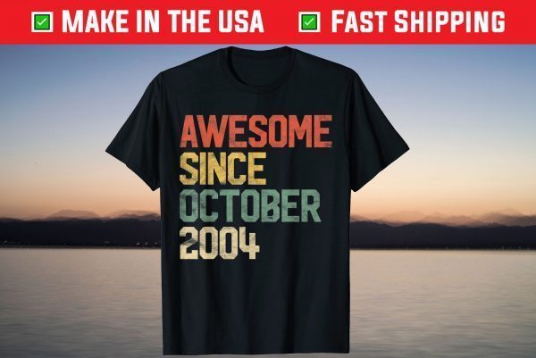 Awesome Since October 2004 17th Birthday 17 Year Old Tee Shirt