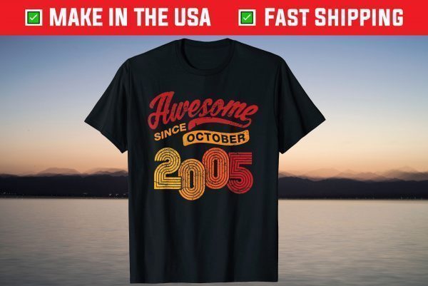 Awesome Since October 2005 16 Years Old 16th Birthday 2021 T-Shirt
