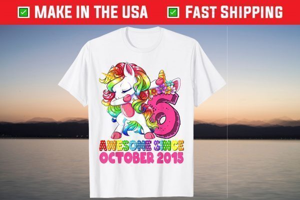 Awesome Since October 2015 6th Birthday Unicorn T-Shirt