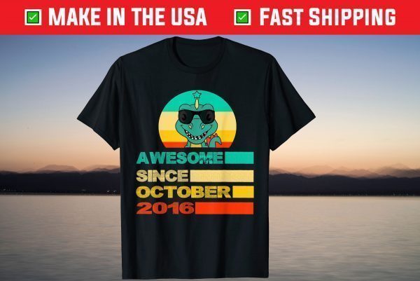 Awesome Since October 2016 Dinosaur 5th Birthday Gift T-Shirt