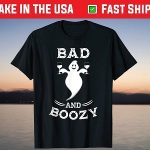 Bad And Boozy Ghost Drink in Halloween Shirt