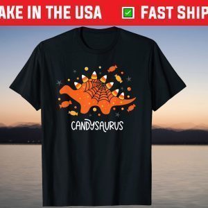 Funny Candy Corn Candy Saurus Dinosaur Halloween T-Shirt