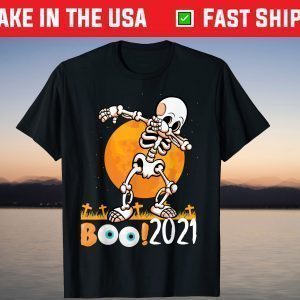 Funny Halloween Shirt For Boys Kids Dabbing Skeleton Pumpkin Shirt
