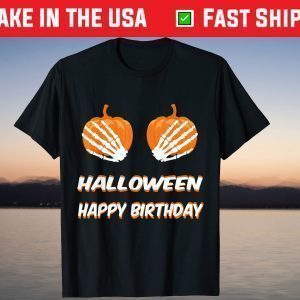 Halloween Happy Birthday Pumpkin Skeleton T-Shirt