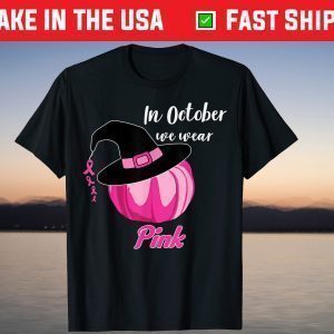 Halloween Witch Pumpkin Breast Cancer T-Shirt