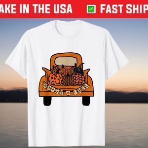 Happy Fall Leopard Truck Pumpkin Autumn T-Shirt