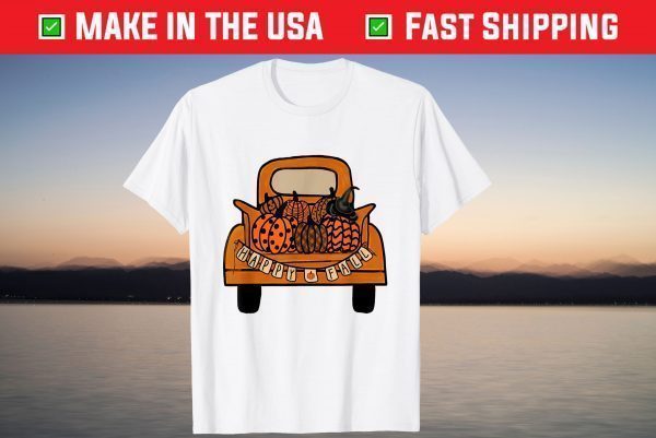 Happy Fall Leopard Truck Pumpkin Autumn T-Shirt