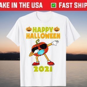 Happy Halloween 2021 Cute Pumpkin Wearing Mask Kids Toddler T-Shirt