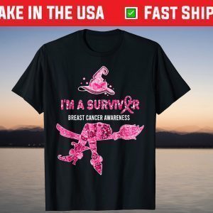 I'm A Survivor Breast Cancer Awareness Witch Happy Halloween T-Shirt