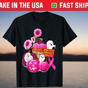 In October We Wear Pink Pumpkin, Ghost and Flower T-Shirt