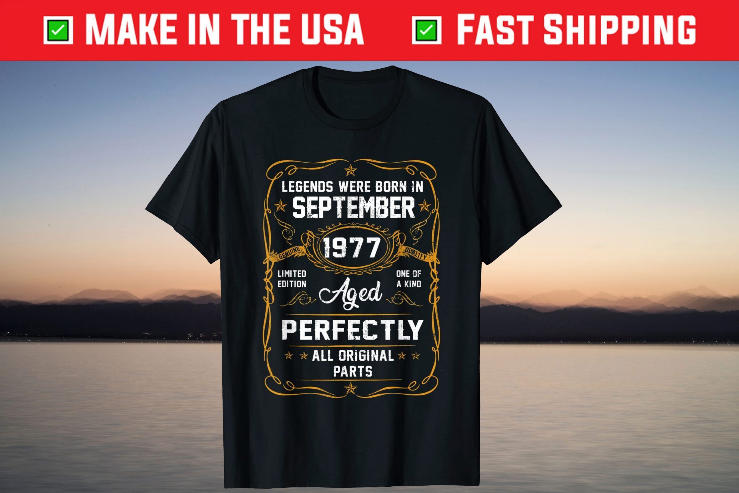Legend September 1977 44th Birthday 44 Years Old T-Shirt