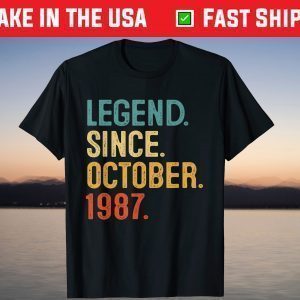 Legend Since October 1987 34th Birthday 34 Year Old T-Shirt