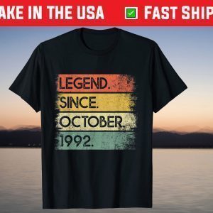 Legend Since October 1992 29th Birthday 29 Years Old Gift T-Shirt