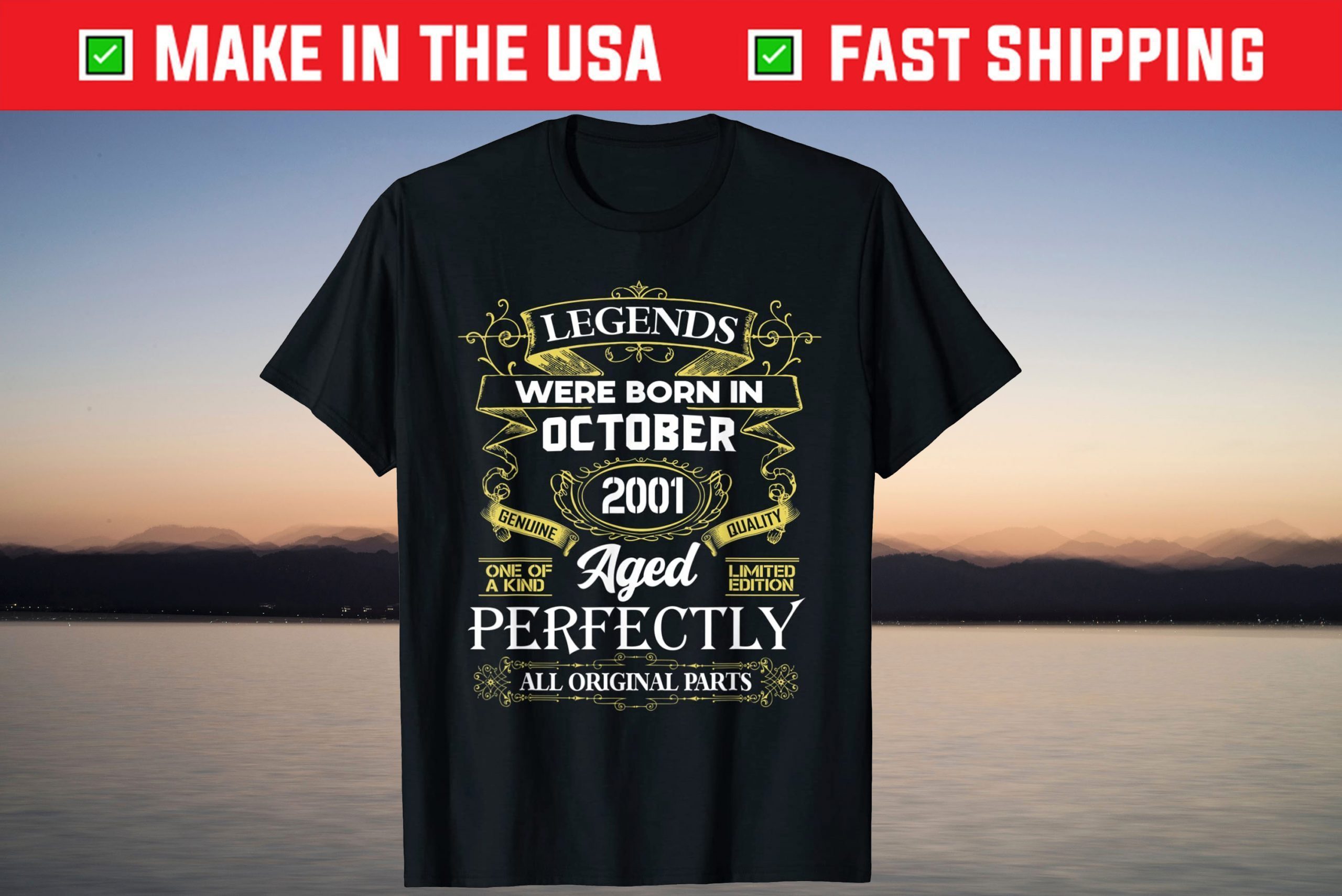 Legends Were Born In October 2001 20Th Birthday Shirt