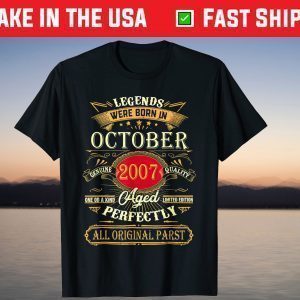 Legends Were Born In October 2007 14Th Birthday T-Shirt