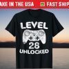 Level 28 Unlocked 28th Video Gamer Birthday Shirt