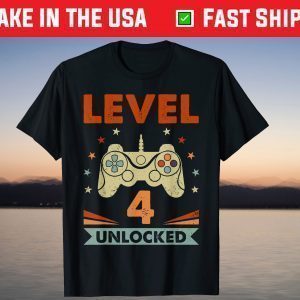 Level 4 Unlocked Video Game 4th Birthday Gamer T-Shirt