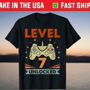 Level 7 Unlocked Video Game 7th Birthday Gamer T-Shirt