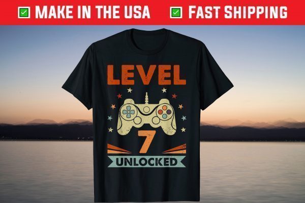 Level 7 Unlocked Video Game 7th Birthday Gamer T-Shirt