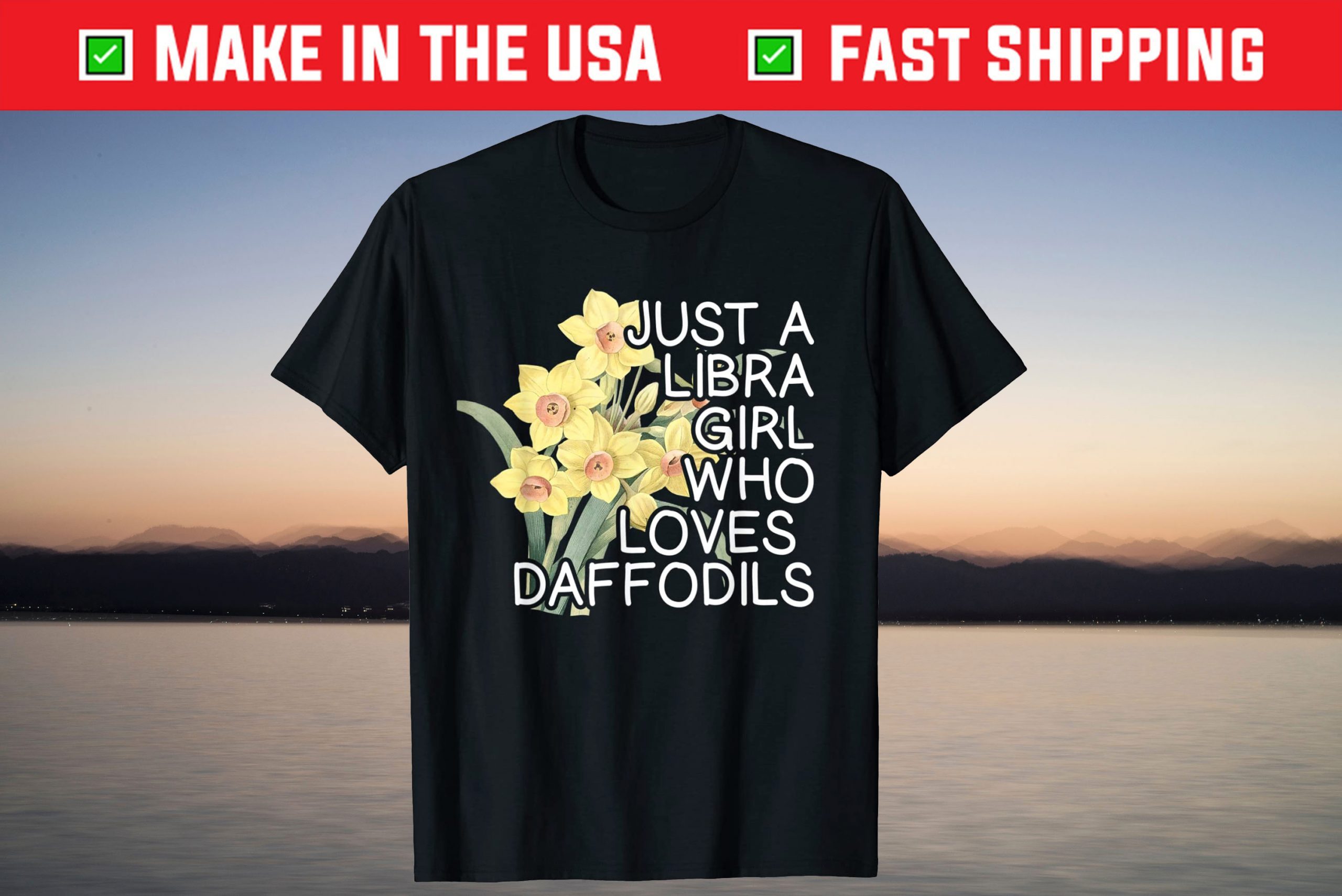 Libra Daffodil Flower Zodiac September October Birthday Tee Shirt