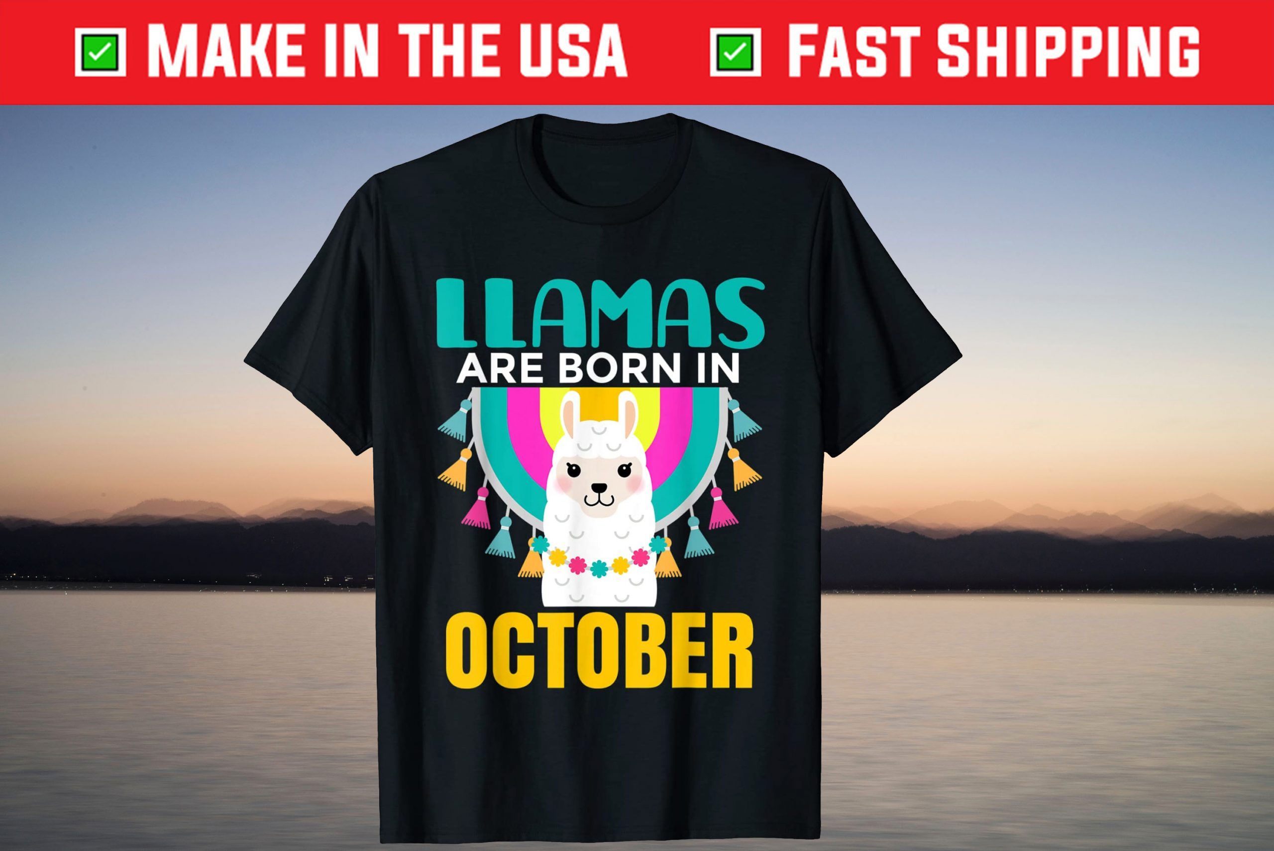 Llama Lovers Fall Birthday Llama October BirtLlama Lovers Fall Birthday Llama October Birthday Tee Shirthday Tee Shirt