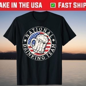 National Drinking Team Beer Mug USA Flag T-Shirt