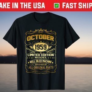 October 1959 Vintage 62th Birthday 62 Years Old Shirt