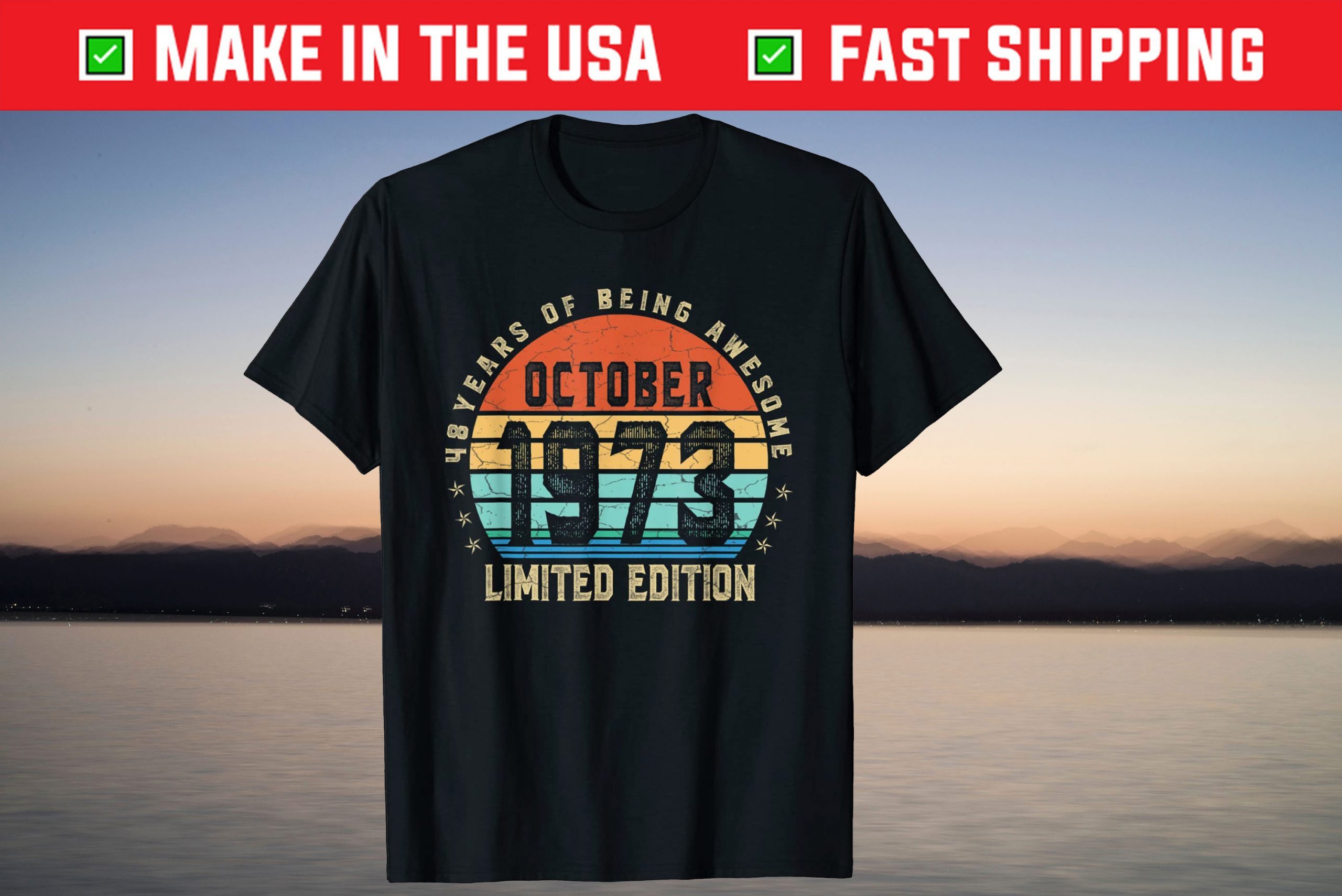 October 1973 Limited Edition 48 Year Old Birthday T-Shirt October 1973 Limited Edition 48 Year Old Birthday T-Shirt
