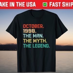 October 1998 The Man Myth Legend Birthday 22 Years Old Tee Shirt