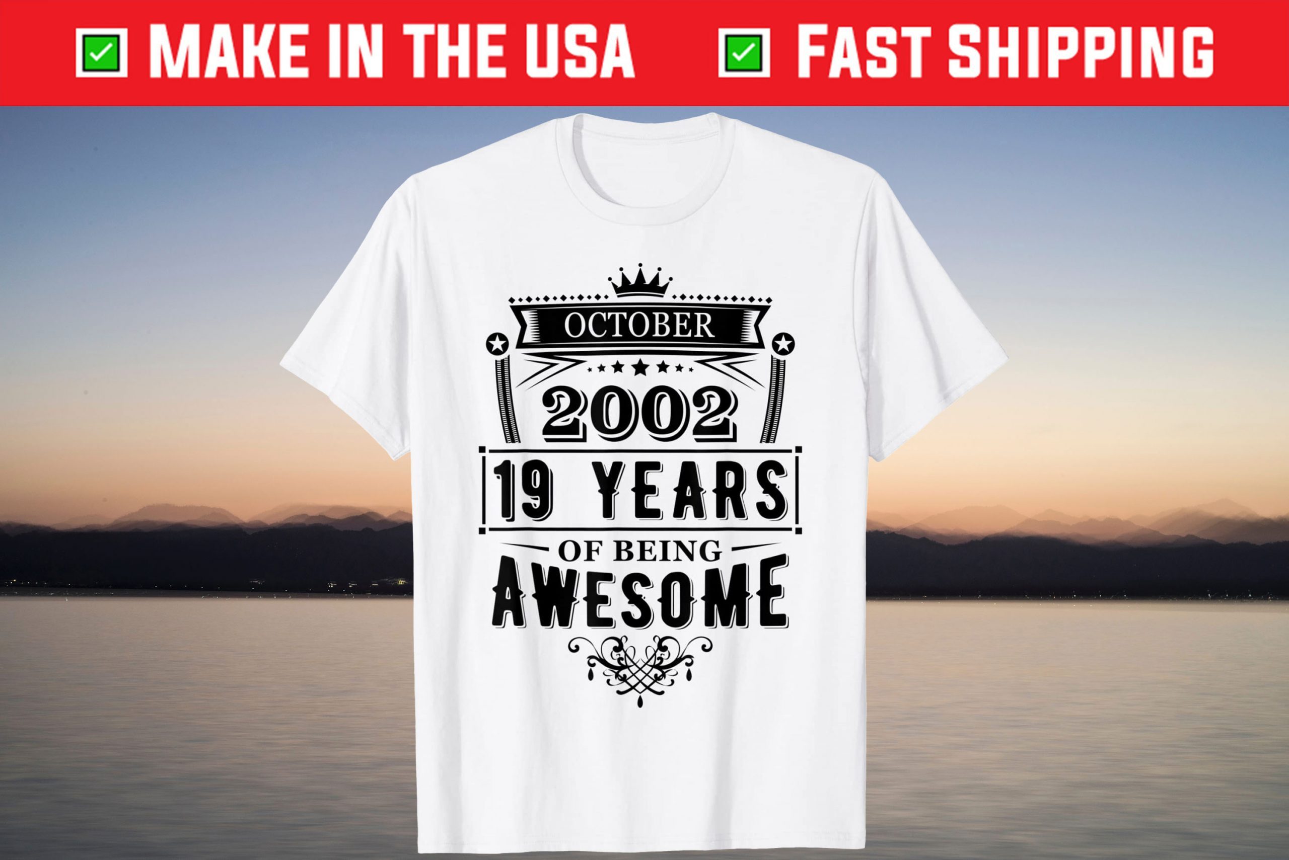 October 2002 19 Years Of Being Awesome T-Shirt October 2002 19 Years Of Being Awesome T-Shirt