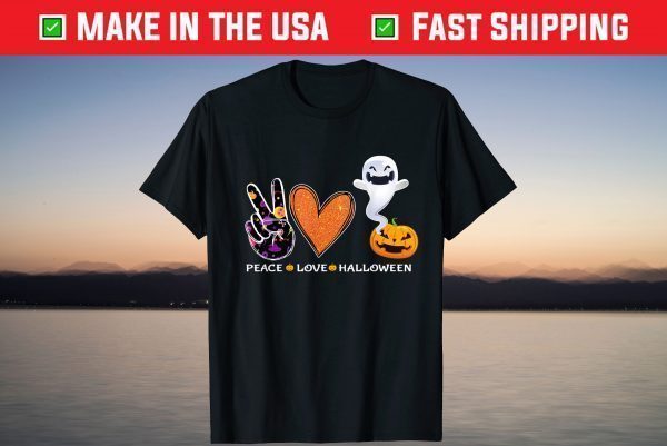 Peace Love Halloween Pumpkin Cute Ghost Heart Cute Shirt