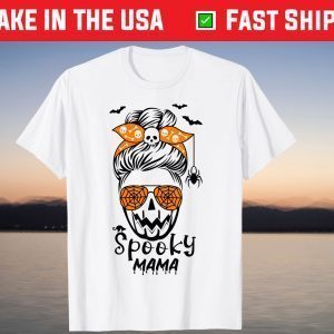 Pumpkin Messy Bun Spooky October Halloween Party T-Shirt