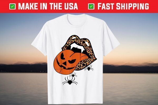 Pumpkin-Tongue Out Vampire Leopard Lips Spider Halloween Unisex Shirt