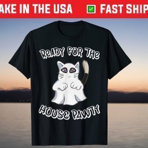 Ready For The House Pawty Cute Halloween Cat Ghost T-Shirt