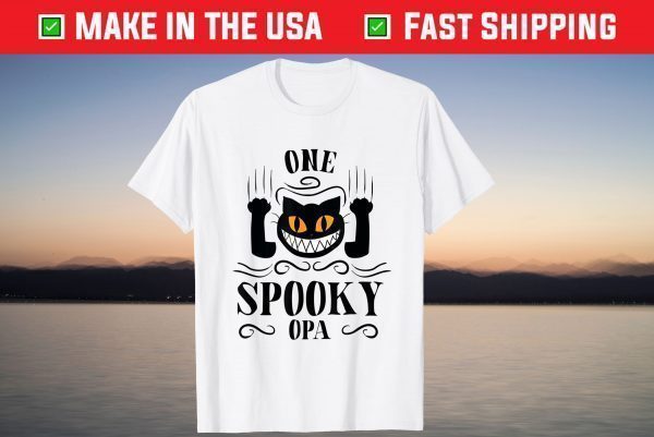 Scary Halloween Black Cat One Spooky Opa T-Shirt