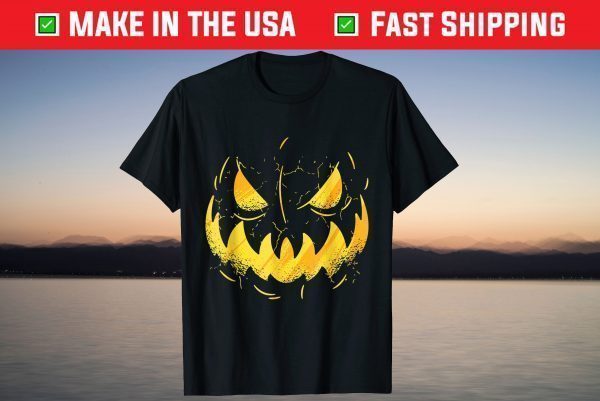 Scary Jack O Lantern Pumpkin Face Evil Grin Halloween Shirt