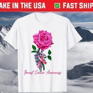 Skeleton Hand Rose Flower Breast Cancer Awareness Halloween T-Shirt